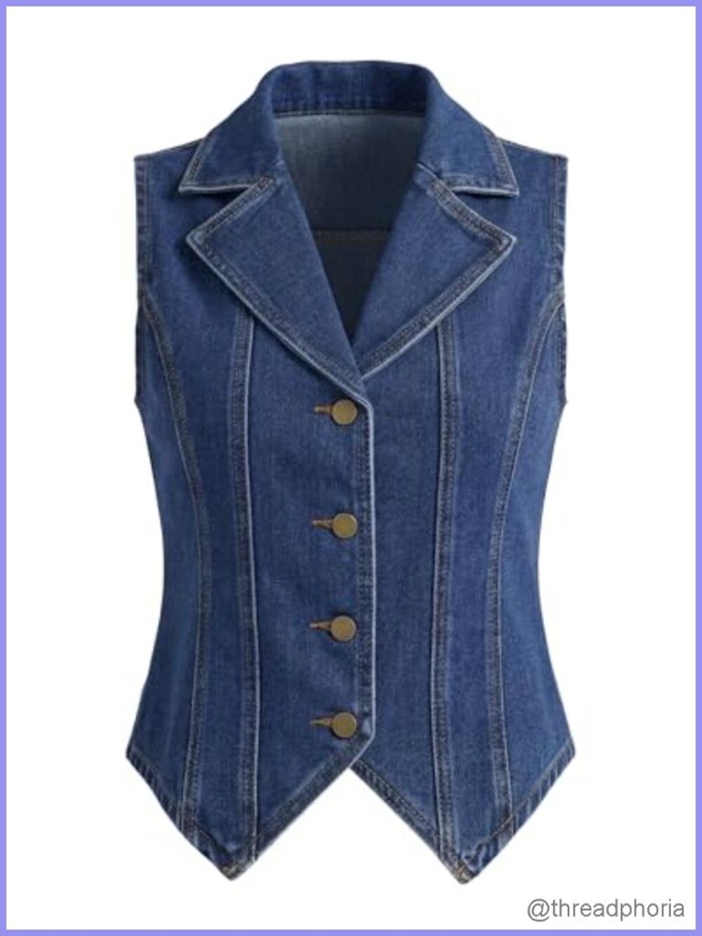 Women's Sleeveless Denim Vest Lapel Collar Casual Jean Vest